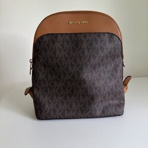 Michael Kors Tan and Brown Logo Backpack
